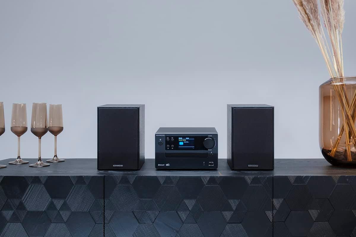 Mikrowieża Hifi Kenwood M-725DAB-B z CD, USB, Dab+ i Bluetooth Audio-Streaming. Kolor: Czarny – Mini zestaw stereo do domu