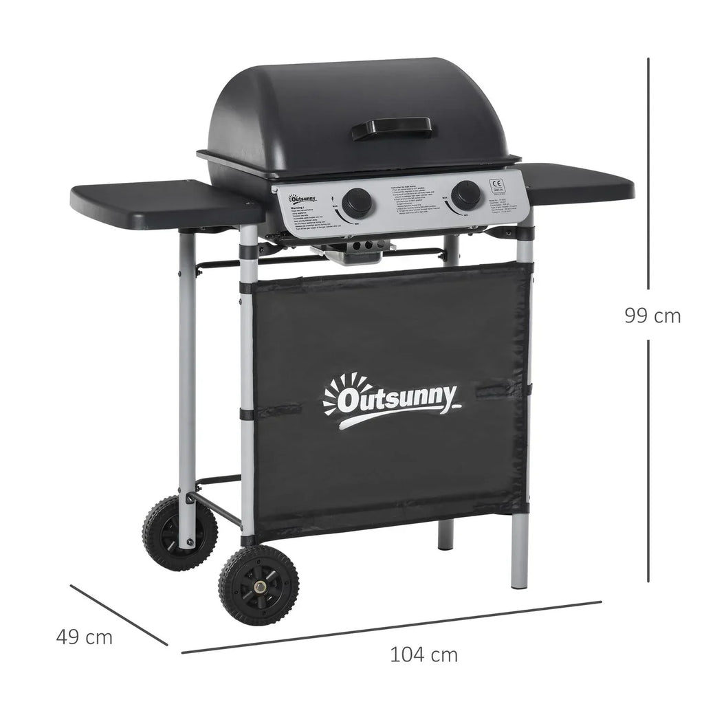 Grill Gazowy Outsunny Stal PP, 104x49x99 cm, Czarny