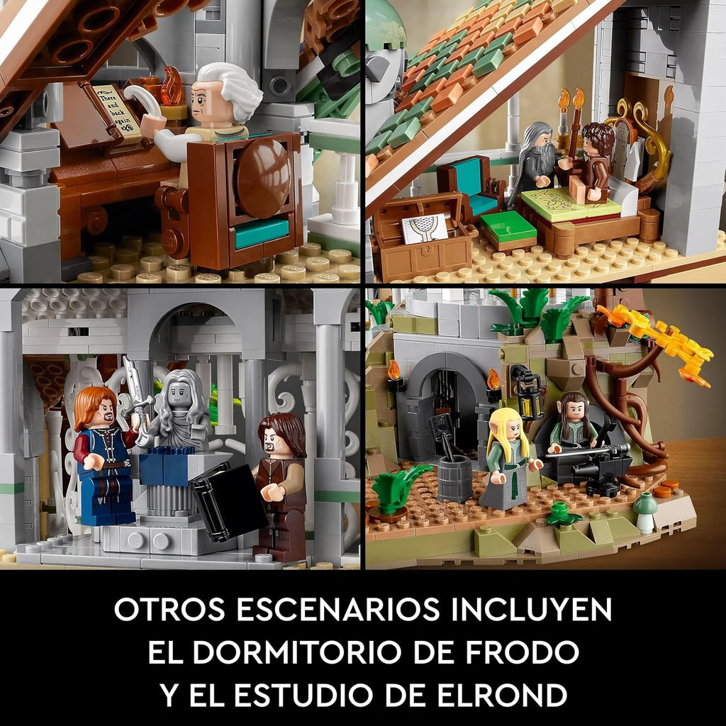 Icons Władca Pierścieni: RIVENDELL – Prezent na Dzień Ojca – Model Śródziemia do Zbudowania – Wielki Zestaw z 15 Minifigurkami, w tym Frodo, Bilbo, Gandalf i Legolas 10316