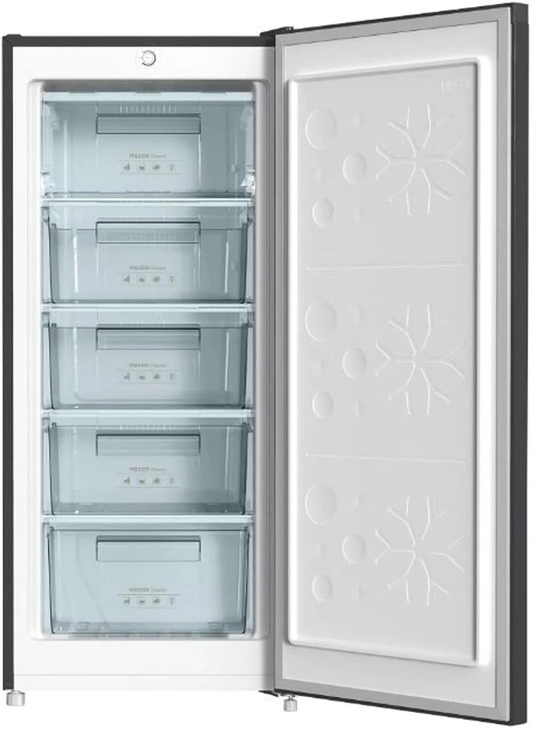 INFINITON Zamrażarka pionowa CV-140L25XEQ, 145 litrów, klasa E, funkcja szybkiego zamrażania, zamrażarka 4****, szuflada z klapką, zintegrowany uchwyt, drzwi odwracalne, Inox
