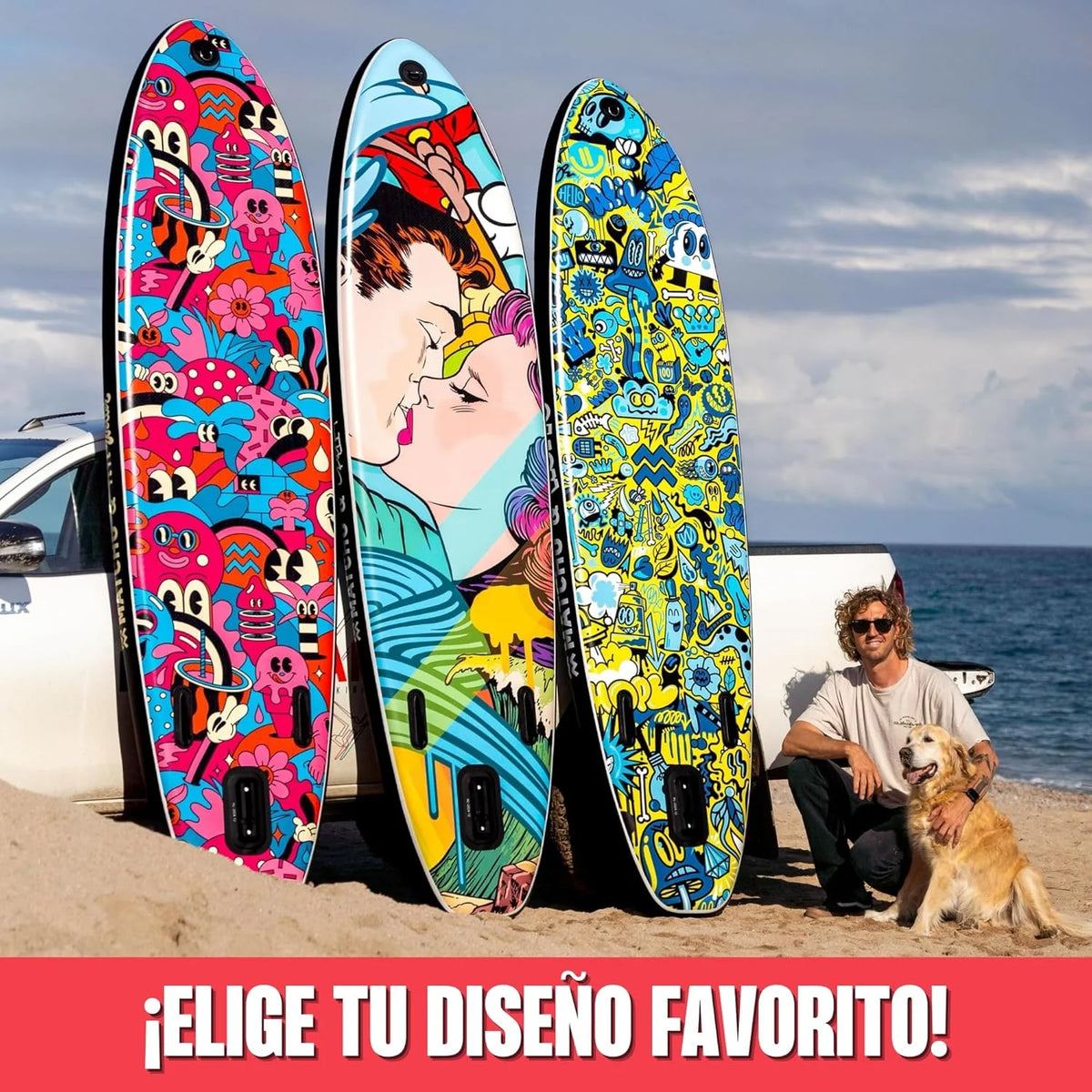 MATCHU - Nadmuchiwana Deska SUP - Paddleboard - Edycja Limitowana - Z Certyfikatem - Kompletny Zestaw - 320x81x15 CM - Ładowność 150 KG - Kolekcja Artystyczna
