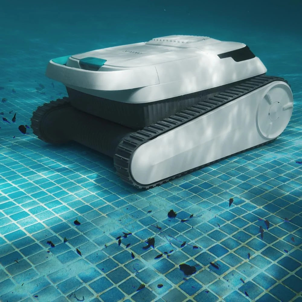 Robot sprzątający do basenu Cecotec Conga Pooldroid 5000 TotalClean Pearl, czyści dno, ściany i linię wodną. Powierzchnia do 100m2, maksymalne nachylenie 90º, systematyczne czyszczenie, czas pracy 100min, pojemność 4L