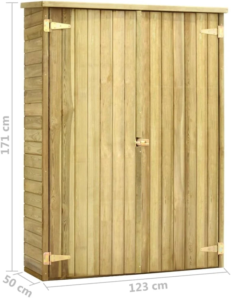 Tidyard Szopa Narzędziowa Ogrodowa Szafa z 4 Półkami Podporowymi Szopa Narzędziowa Drewutnia Szafa Zewnętrzna Drewno Sosnowe Impregnowane 123 x 50 x 171 cm