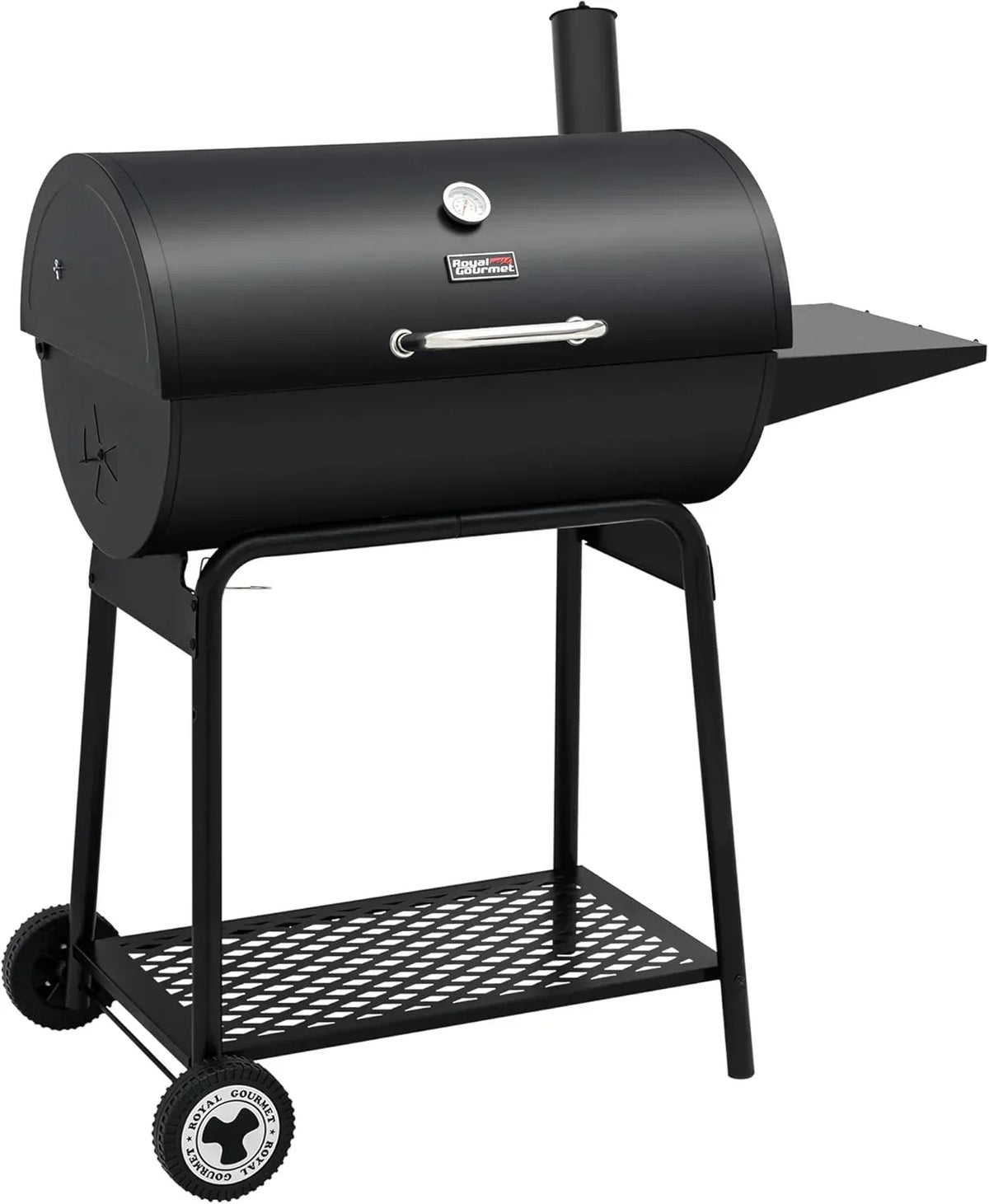 2026 Royal Gourmet CC1830 30-calowy grill węglowy ze składanym stolikiem bocznym, grill zewnętrzny z rusztem o powierzchni 4045 cm² do ogrodu, na patio i imprezy, czarny