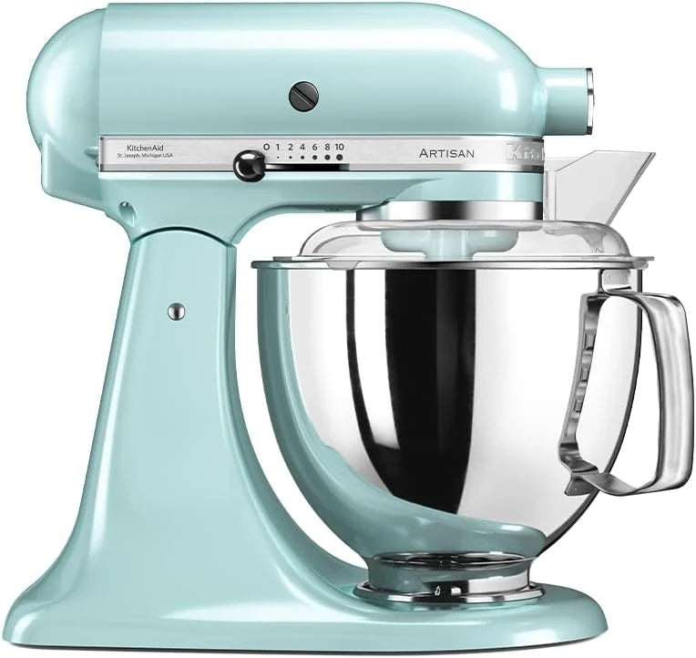 KitchenAid Mikser planetarny — Artisan — Robot kuchenny z uchylną głowicą — Mikser z 5 akcesoriami — Mikser cukierniczy z 2 misami ze stali nierdzewnej — 4,8 L i 3 L — Błękitny lód
