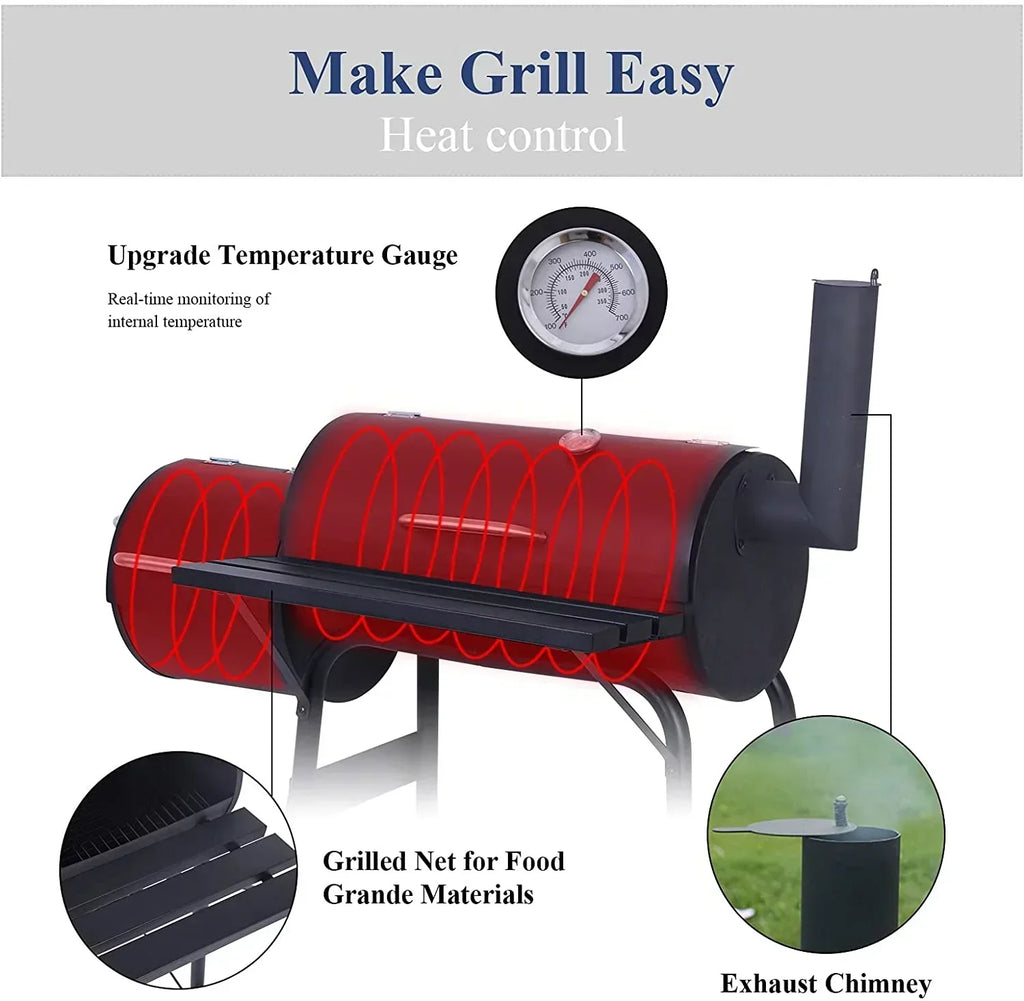 2026 Grill węglowy Vebreda do użytku zewnętrznego – Grill, wędzarnia i rożen na taras i do ogrodu