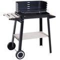 Grill węglowy BBQ z kółkami i półką Outsunny 83x37x87cm Czarny