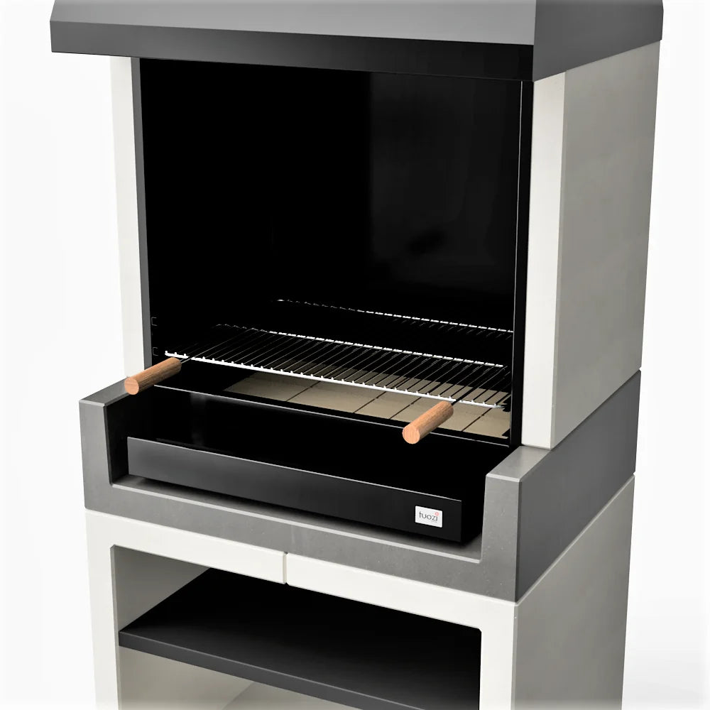 Tuozi - Grill Murowany Na Drewno I Węgiel Model Kitaway Otte (szary/biały - 84 X 63 X 206 Cm) Nr ref.: T00170