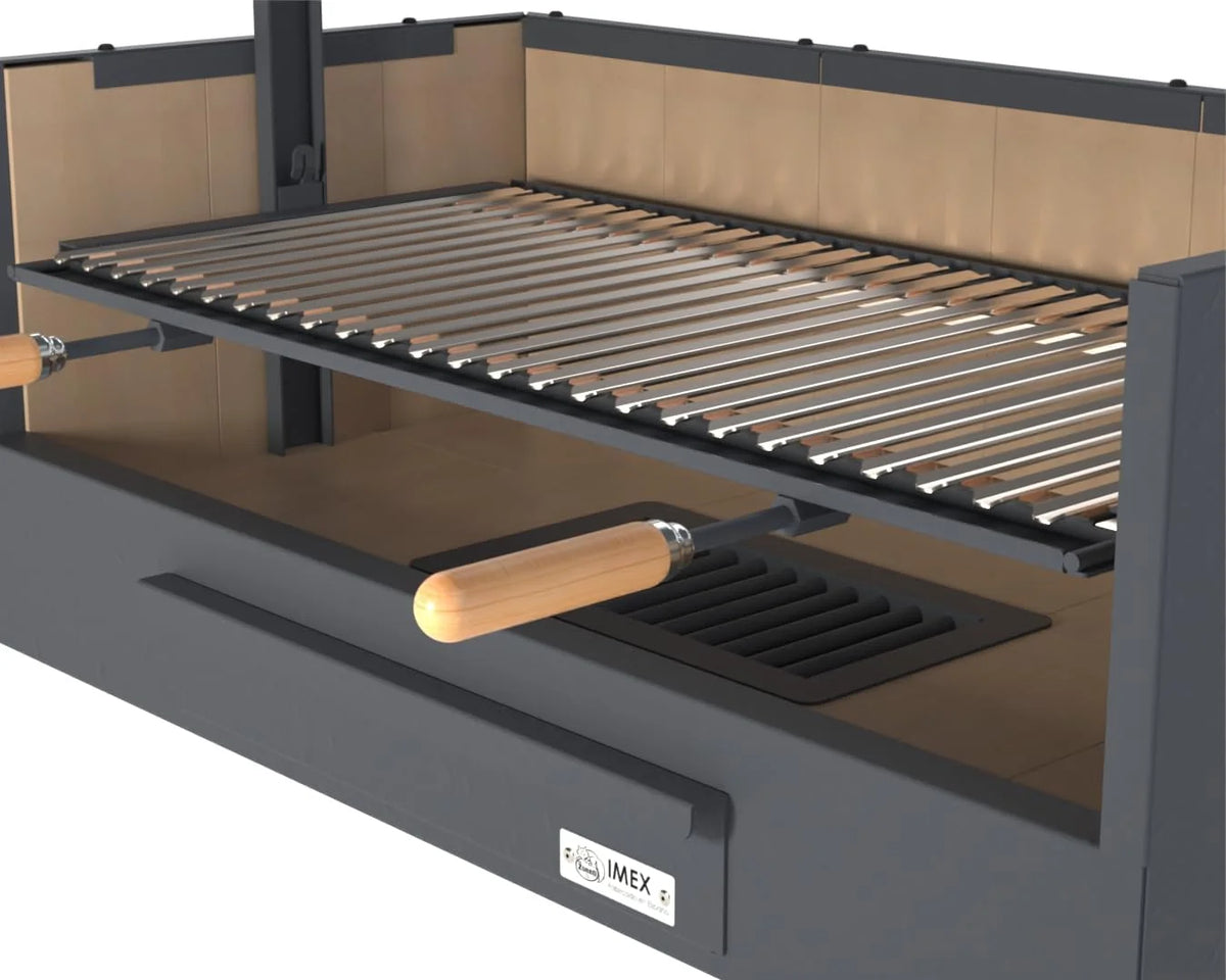 Imex El Zorro – Ruszt do grilla z cegłą szamotową | 90x48x65 cm | Solidna konstrukcja stalowa i wysokie zatrzymywanie ciepła | Idealny do grillowania na węglu drzewnym i drewnie na zewnątrz