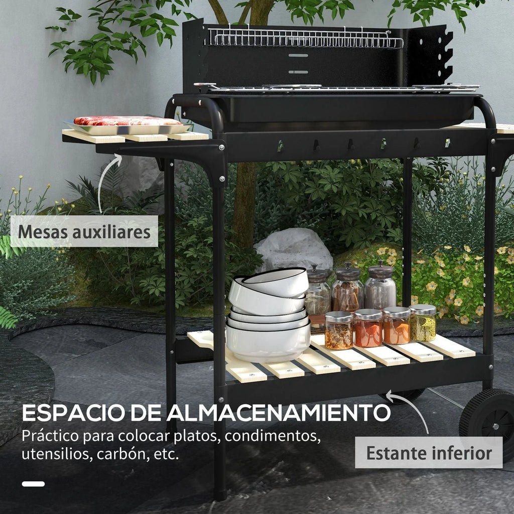 Grill węglowy Outsunny Metal Pine, 103x47x95 cm, czarny
