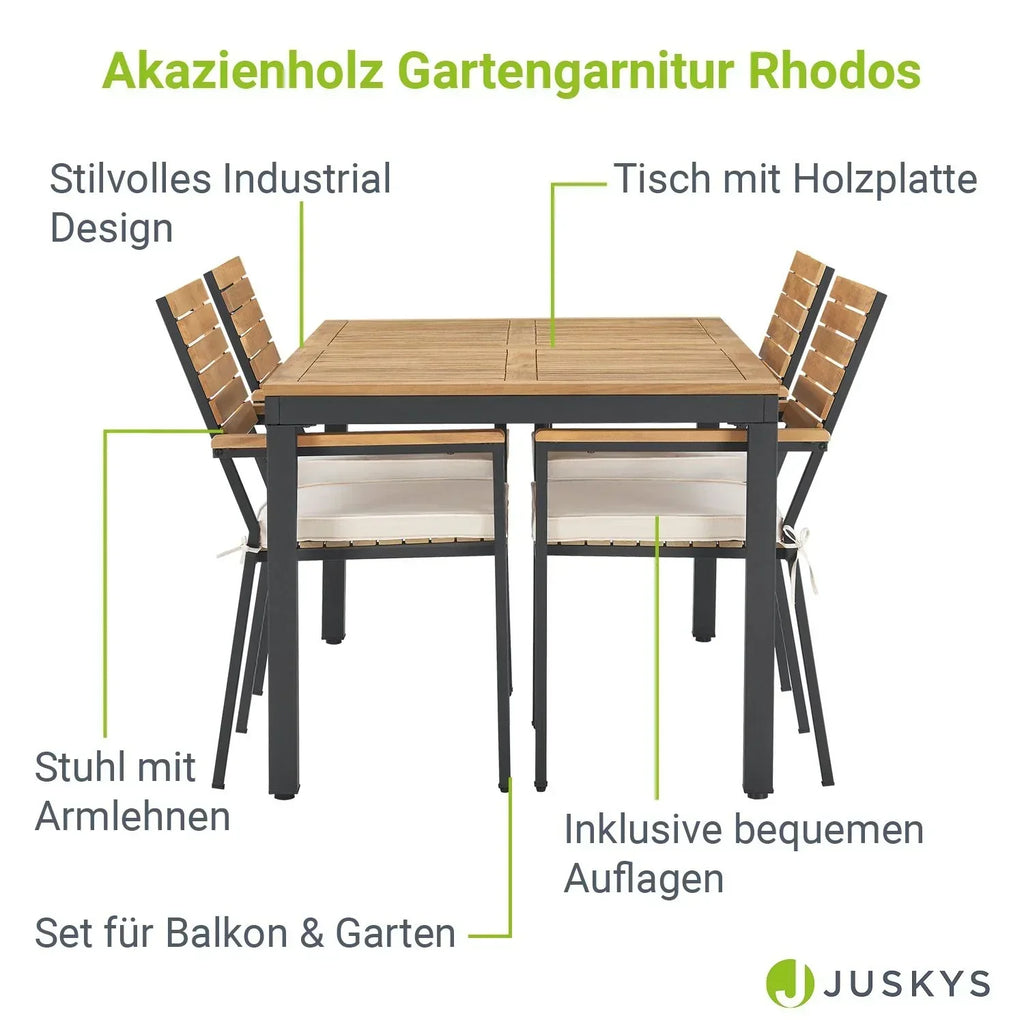 2025 Zestaw ogrodowy z drewna akacjowego Rhodos – Naturalna elegancja i komfort dla 4 osób