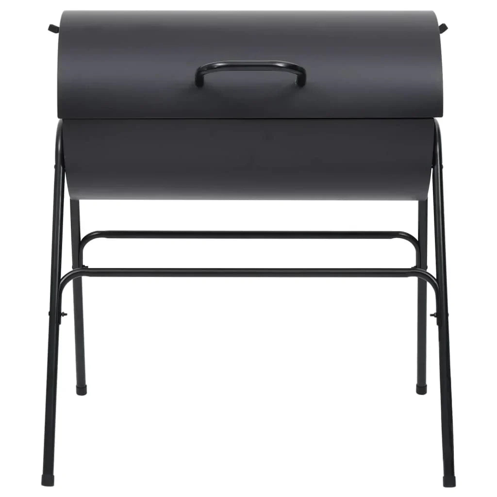 2026 Czarny grill z 2 rusztami do gotowania – Przenośny grill ze stali o wymiarach 80x95x90 cm