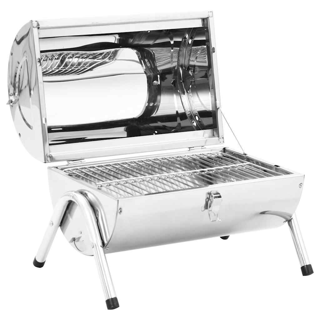 Grill węglowy stołowy ze stali nierdzewnej, podwójny ruszt, VidaXL