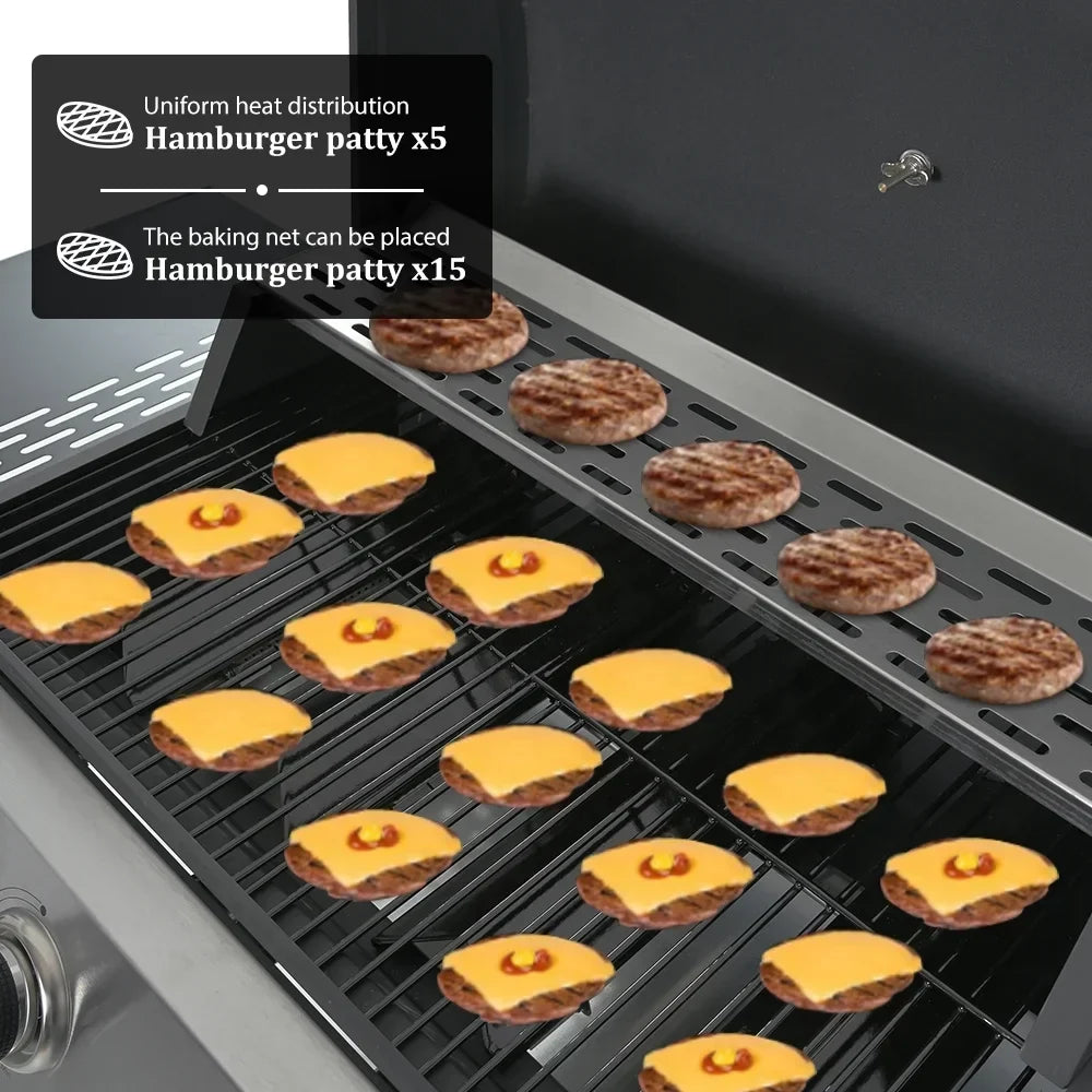 2026 Grill gazowy SEGMART 4-palnikowy ze stali nierdzewnej – 34 200 BTU, grill do ogrodu/na patio z dwoma składanymi półkami i termometrem, idealny na kemping i do gotowania na świeżym powietrzu