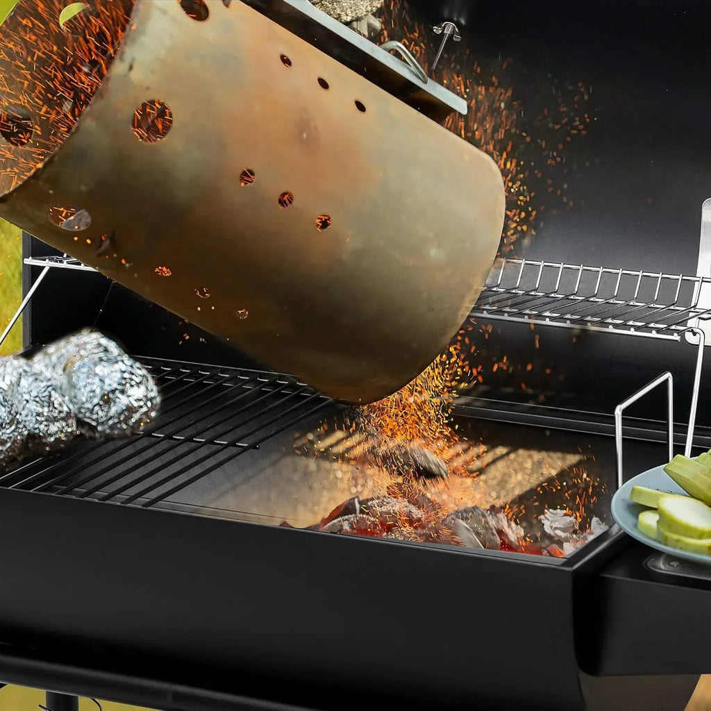 Grill węglowy Royal Gourmet CC1830 30 cali z bocznym stolikiem, grill zewnętrzny z 627 calami kwadratowymi powierzchni do gotowania na ogród, patio i imprezy, czarny, 2026
