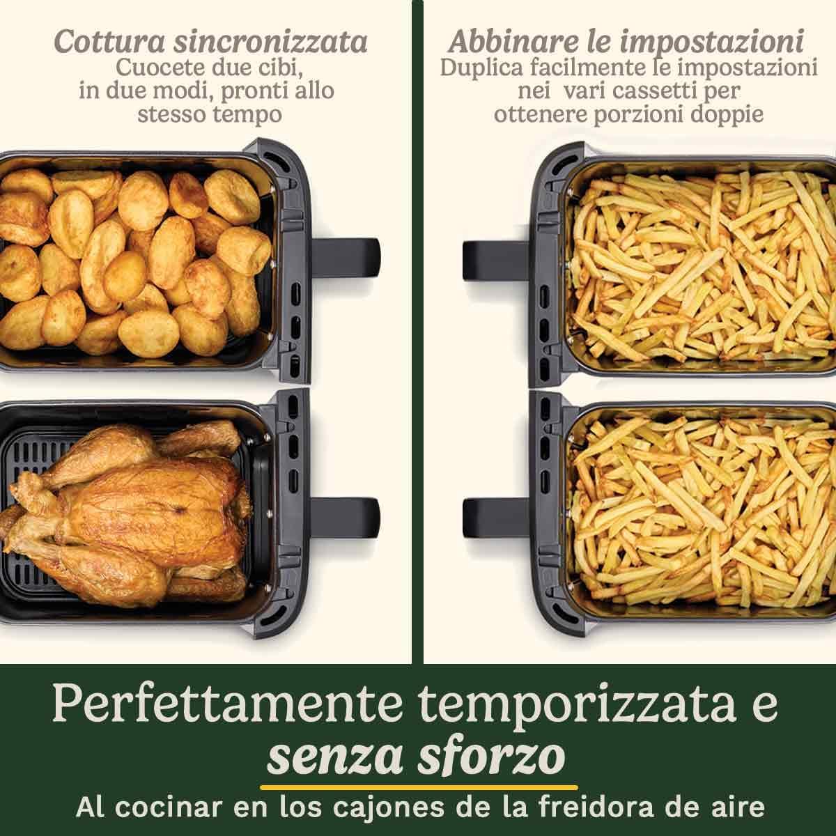 Frytkownica beztłuszczowa i piekarnik Cuisinart Tri Zone 13,6 l, bez PFAS | 3 strefy | 2 kosze 4,3 l + piekarnik 5 l | 9 funkcji: smażenie, pieczenie, grillowanie, opiekanie, podgrzewanie, suszenie, pizza, tostowanie, tryb ręczny