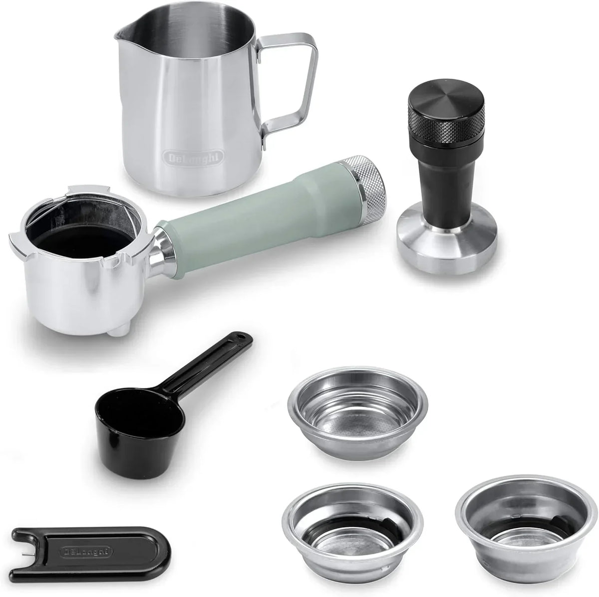 De'Longhi Dedica – Ekspres Kolbowy do Kawy Mielonej lub w Saszetkach, Espresso i Cappuccino, Zbiornik 1.3 Litra, System Anti-Drip, Model EC685.M, Kolor Metaliczny