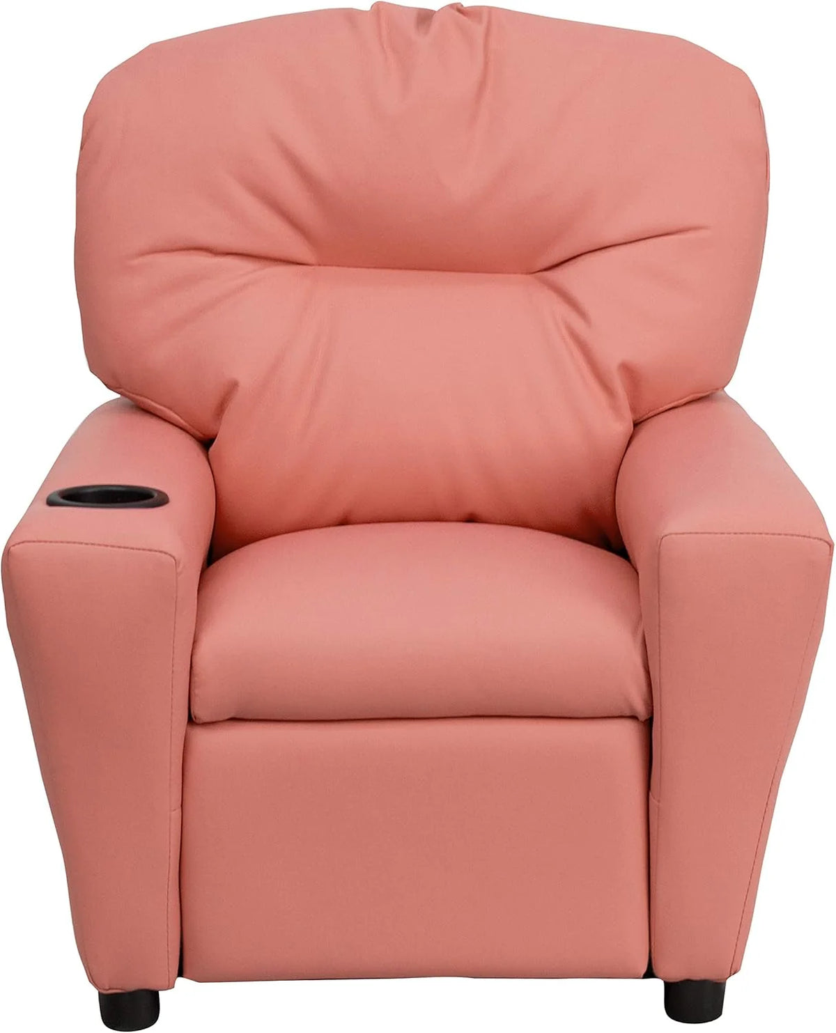 Flash Furniture Contemporary Kids Recliner with Cup Holder, Wood, Beige Vinyl, 26" x 21" x 21"