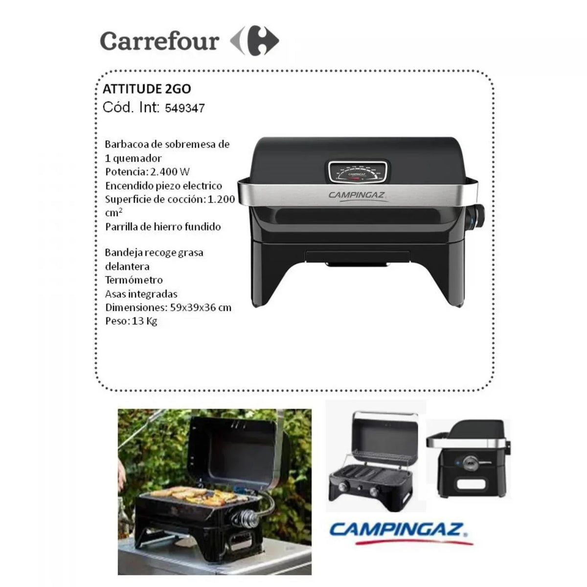 Grill gazowy Attitude 2go - Czarny