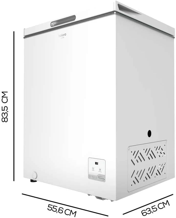 Cecotec Congelador Horizontal Bolero CoolMarket Chest 142 White E, Pojemność 142 l, Tryb Inverter Plus, Dual Function, Funkcja szybkiego zamrażania, Wewnętrzny kosz, Elektroniczne sterowanie, Klasa E