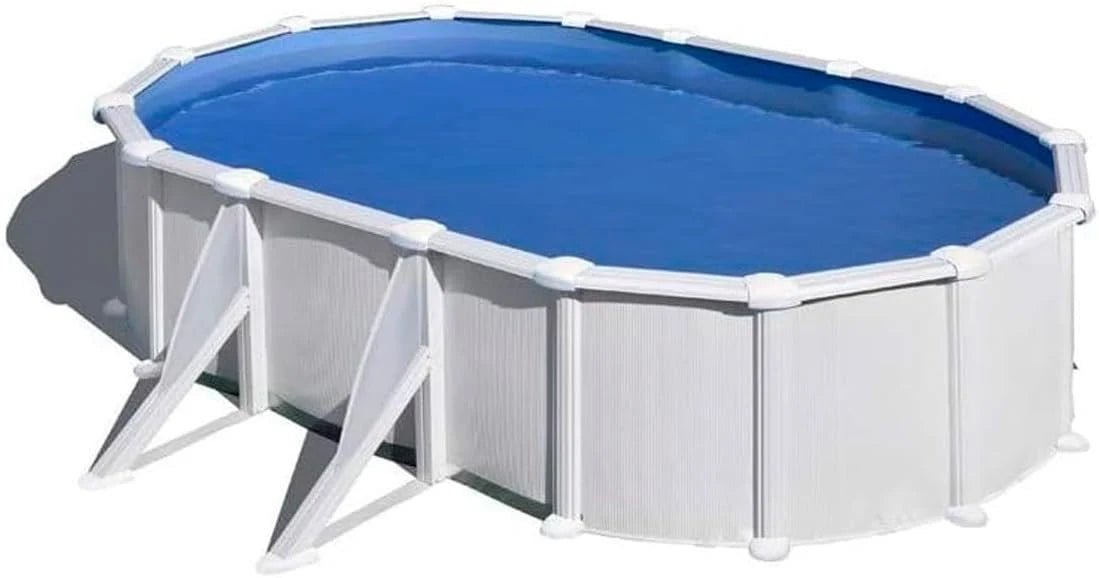 Piscina Gre KITPROV618 Atlantis - Basen naziemny stalowy, owalny o wyglądzie białej stali. Baseny rozporowe ogrodowe 610 x 375 x 132 cm.