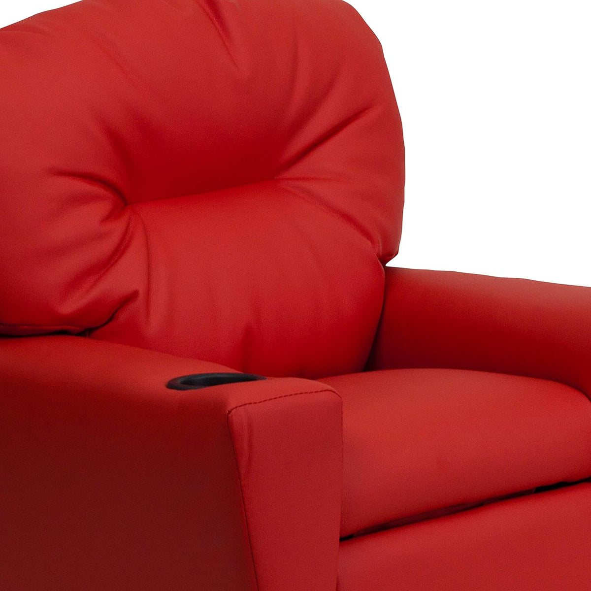 Flash Furniture Contemporary Kids Recliner with Cup Holder, Wood, Beige Vinyl, 26" x 21" x 21"