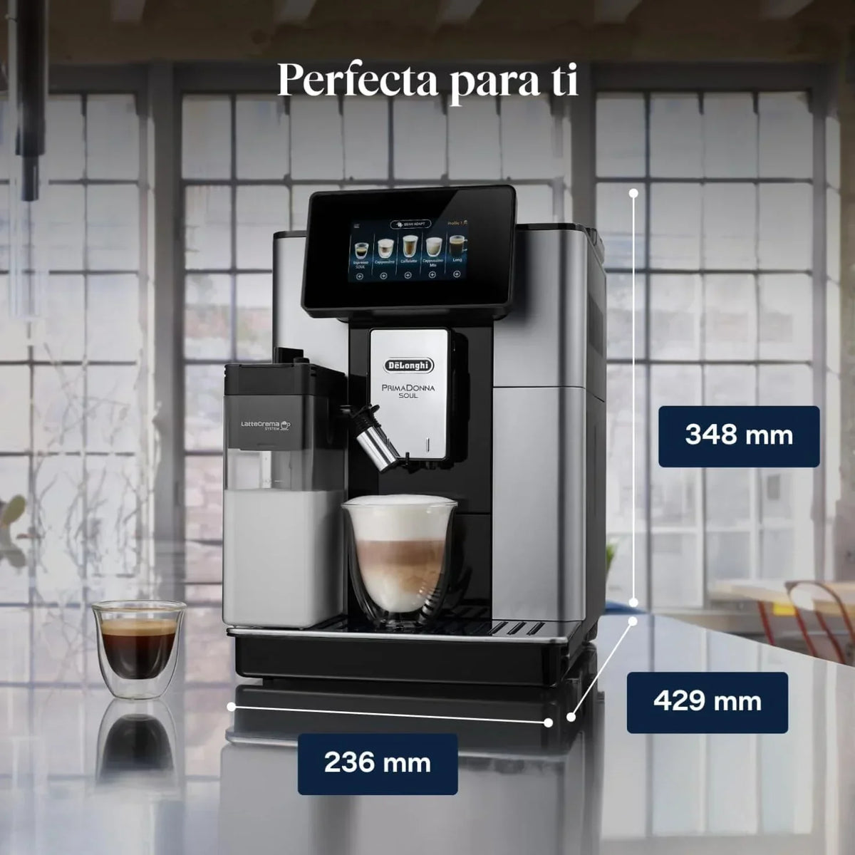 De'Longhi Perfetto Primadonna Soul ECAM612.55.SB Automatyczny ekspres do kawy i cappuccino z systemem mlecznym LatteCrema, technologią Bean to Cup, 18 napojami, sterowaniem z aplikacji