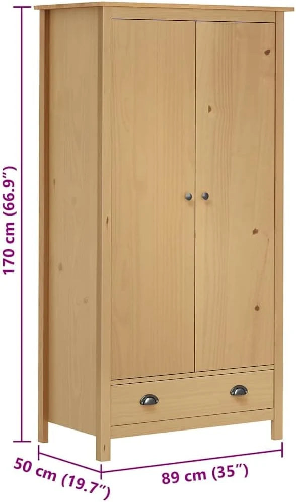 vidaXL Szafa 2-drzwiowa Mebl do ubrań Garderoba do sypialni Organizer do wieszania Ubrania do przechowywania 89x50x170 cm Białe Drewno Sosnowe