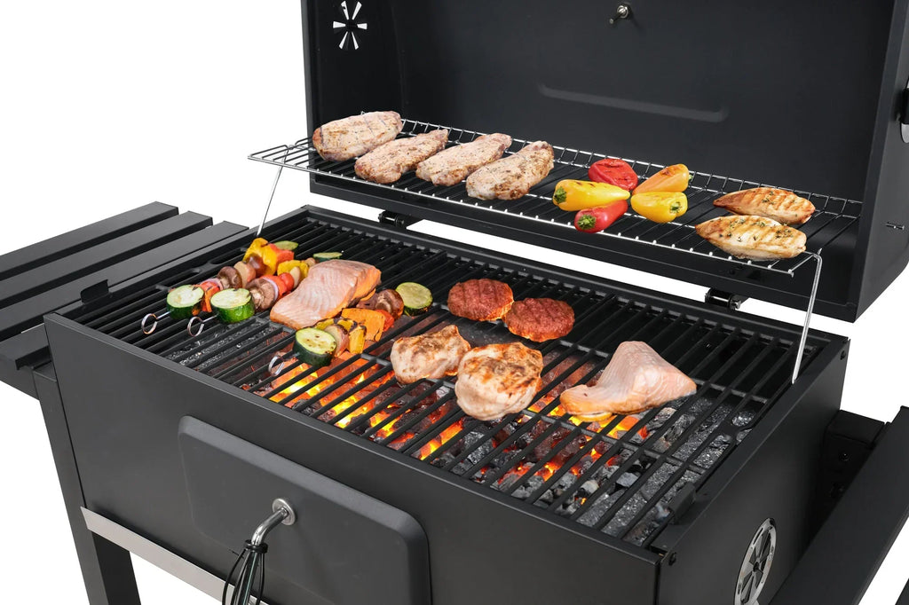 LARGE XXL CHARCOAL GRILL ADJUSTABLE CAST IRON GRATE 78x42.5mm 3 SHELVES LUND