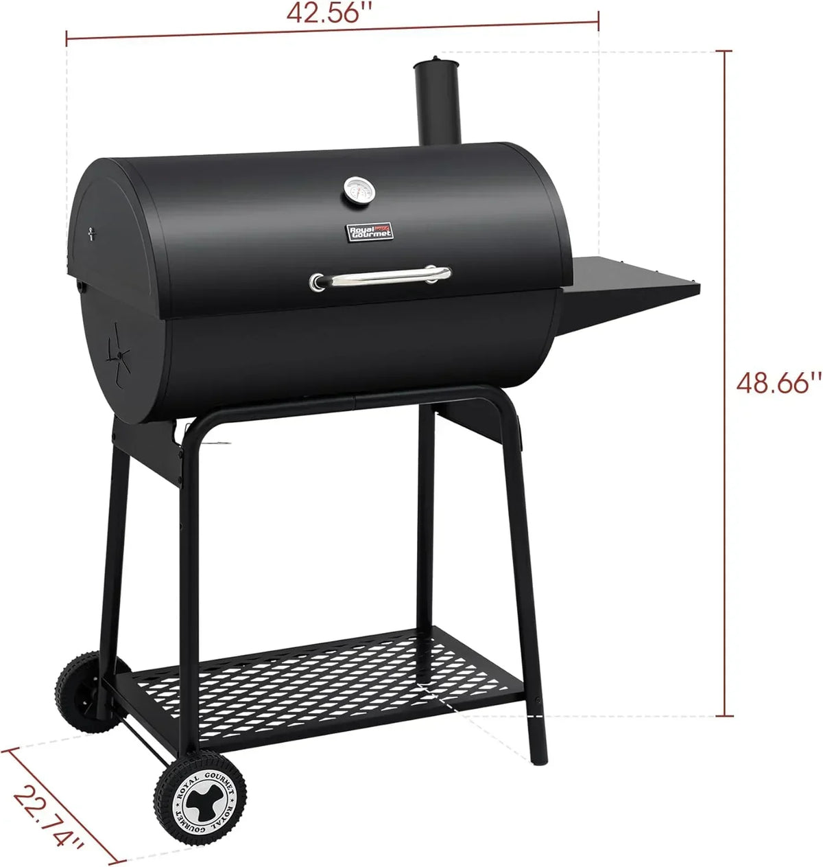 2026 Royal Gourmet CC1830 30-calowy grill węglowy ze składanym stołem bocznym, czarny grill ogrodowy z rusztem o powierzchni 627 cali kwadratowych, idealny na taras, do ogrodu i na przyjęcia
