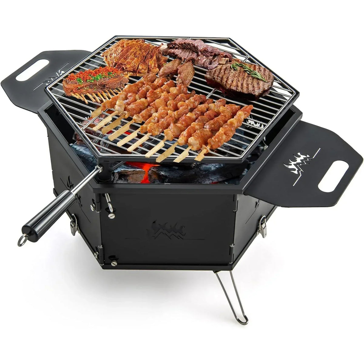 Barbacoa Carbon Grande Grill Węglowy I Na Drewno Z Składanym Korpusiem I Nóżkami Costway 77 X 74 X 38 Cm