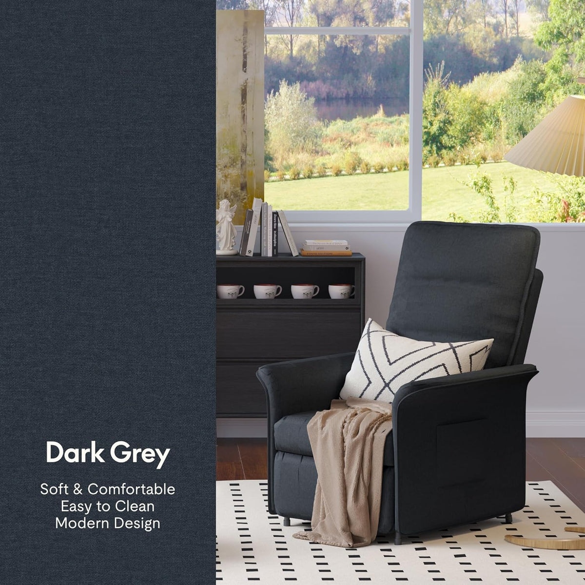 FLEXISPOT Elektryczny Fotel Relaksacyjny z Regulowanym Oparciem, Odchylany od 105° do 155°, Fotel Rozkładany, Ergonomiczna Sofa Relaksacyjna do Sypialni, Salonu i Kina Domowego (Ciemnoszary)