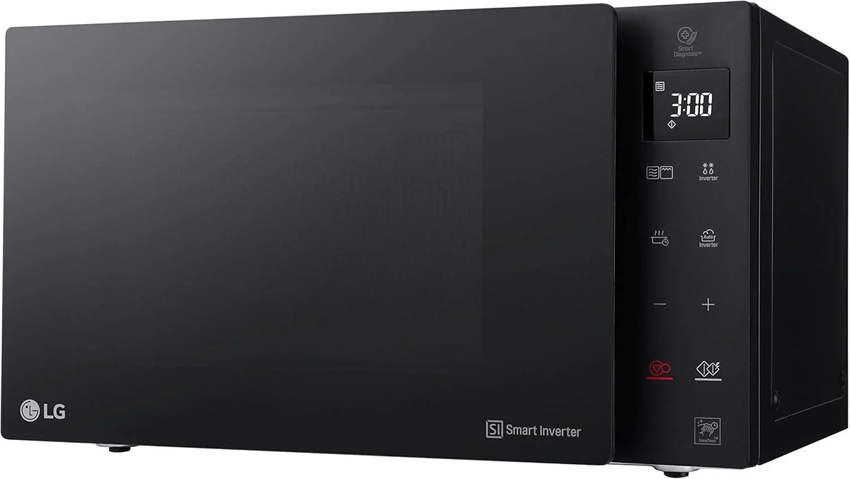LG MH6535GIS Kuchenka mikrofalowa z technologią Inverter i kwarcowym grillem, pojemność 25 litrów, moc 1000 W, programy automatyczne, regulowane poziomy mocy dla optymalnego gotowania i funkcja EasyClean, czarna