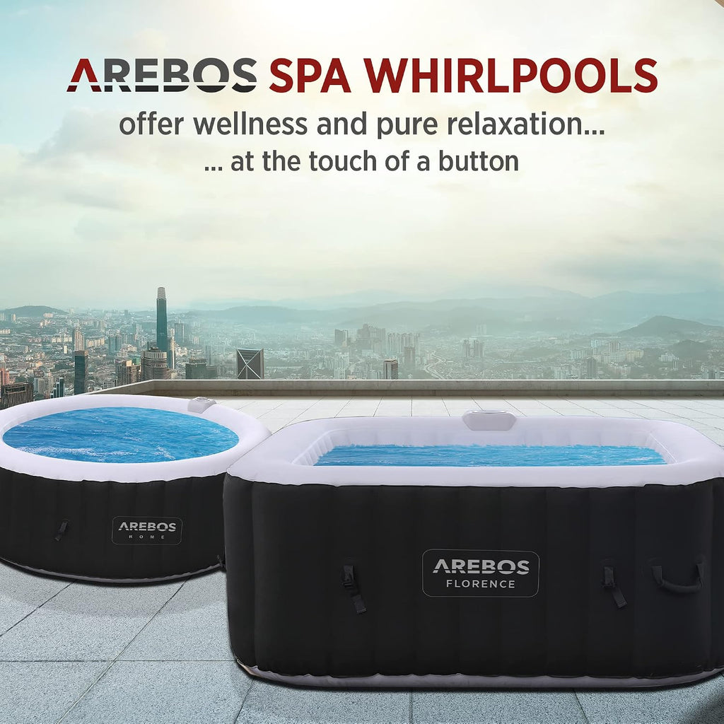 Arebos Pompowane | Whirlpool Pure | | 4-osobowe | 130 dysz masujących | Spa Dobroczynne Ogrzewanie | 550 litrów | z pokrywą | Bubble Spa i masaż relaksacyjny