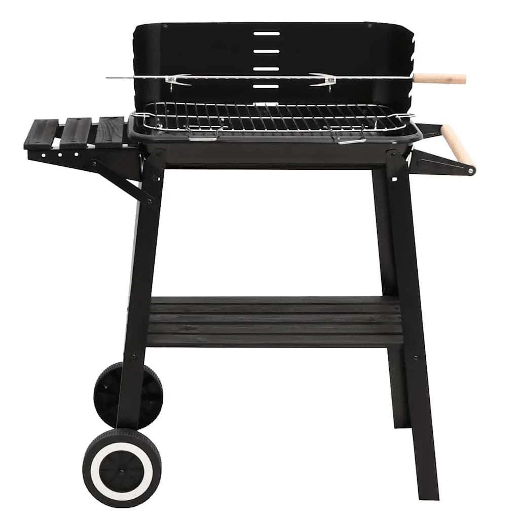 Grill węglowy na kółkach, stal, czarny, Vidaxl