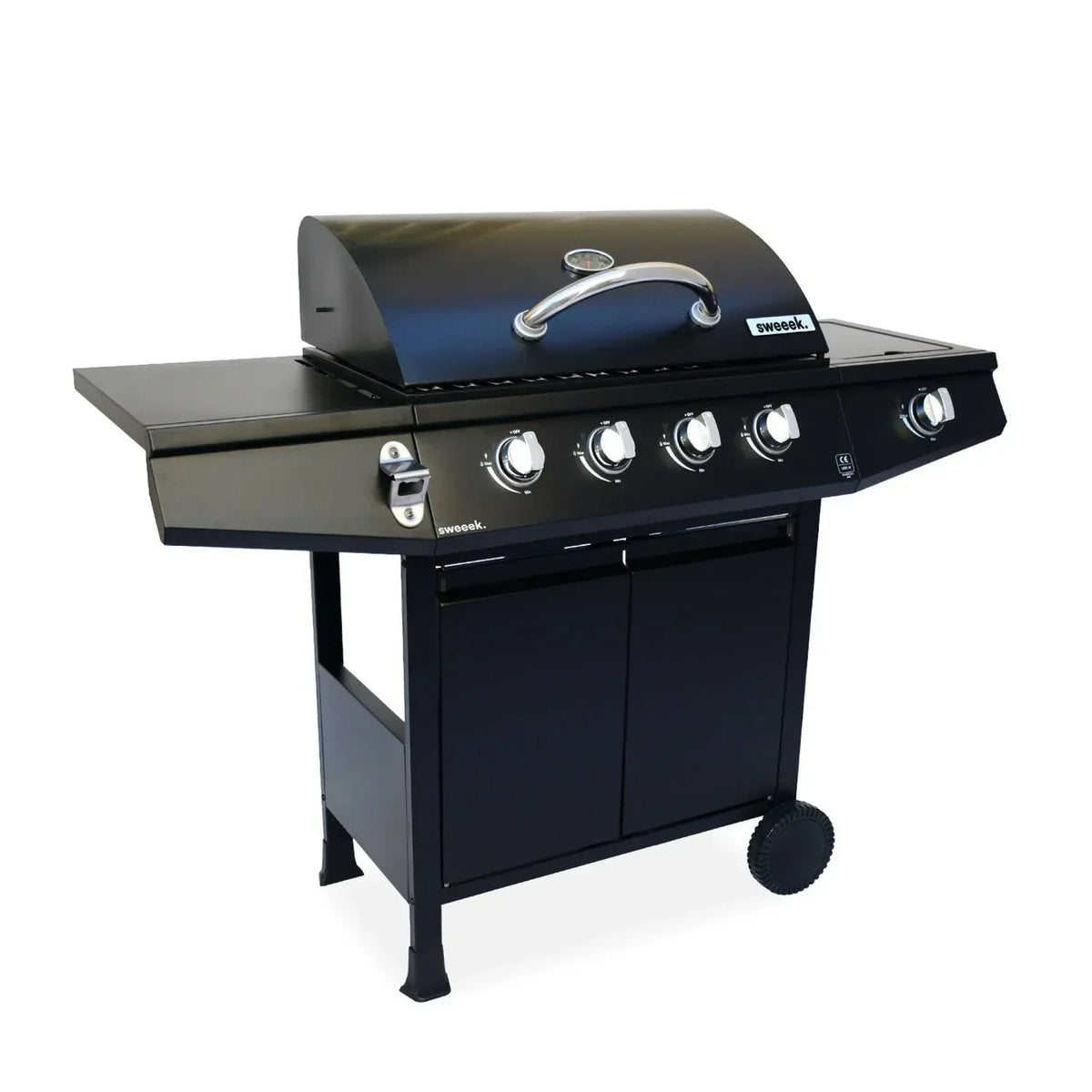 Grill gazowy -treville 4 czarny - 4 palniki + 1 boczny