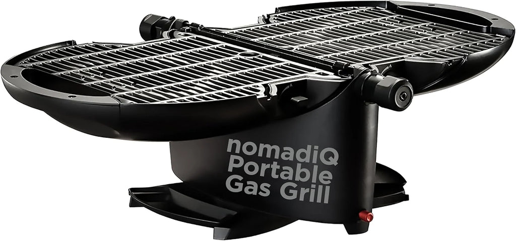 NOMADIQ Przenośny grill gazowy na propan | Mały, kompaktowy i lekki grill stołowy | Idealny na kemping, imprezy plenerowe, gotowanie na świeżym powietrzu, do kamperów, łodzi, podróży (grill)