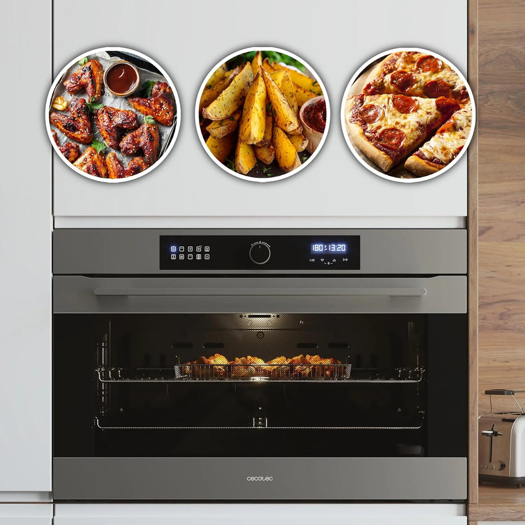 Piekarnik do zabudowy Cecotec Multifunción Bolero Hexa AF319000 Inox A 3800W, pojemność 133L, 11 funkcji z Airfryer Master, Pizza Master, Steam Assist, Steam EasyClean, 3D Cooking, Defrost