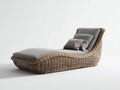 Leżak ogrodowy 195x70x85 cm - pleciony rattan i szara poduszka - ergonomiczny design do ogrodu i na taras - nowoczesny naturalny styl