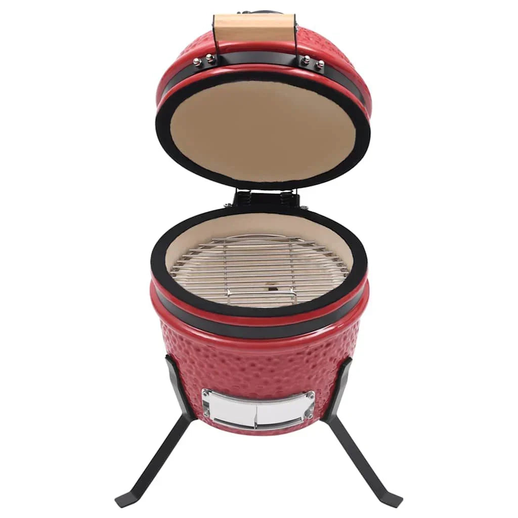 Grill wędzarnia Kamado 2w1 ceramiczna czerwona 56 cm Vidaxl