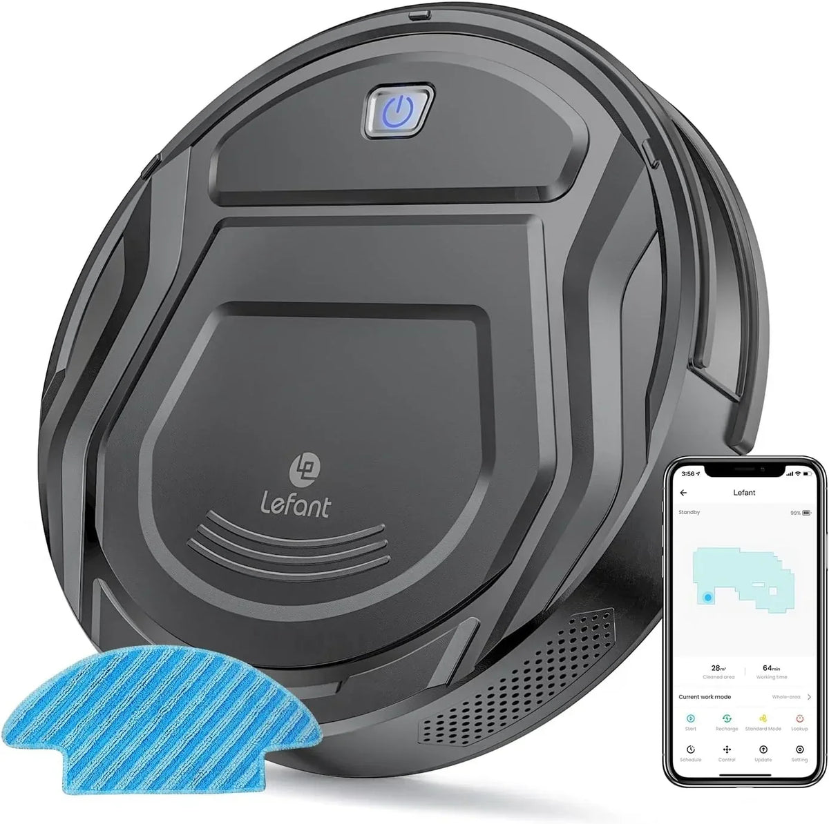 Lefant M310 Ultra Robot Odkurzająco-Mopujący 3w1, 6000Pa, 170 Min, Unikanie Przeszkód PSD 190°, Mapowanie Laserowe ToF, Wykrywanie Dywanów, WiFi/App/Alexa/i Watch, Szary