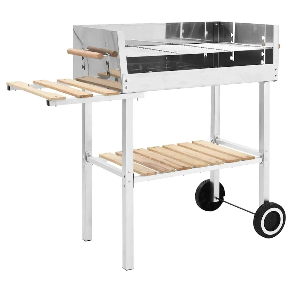 Przenośny grill węglowy XL ze stali nierdzewnej z 2 półkami Vidaxl