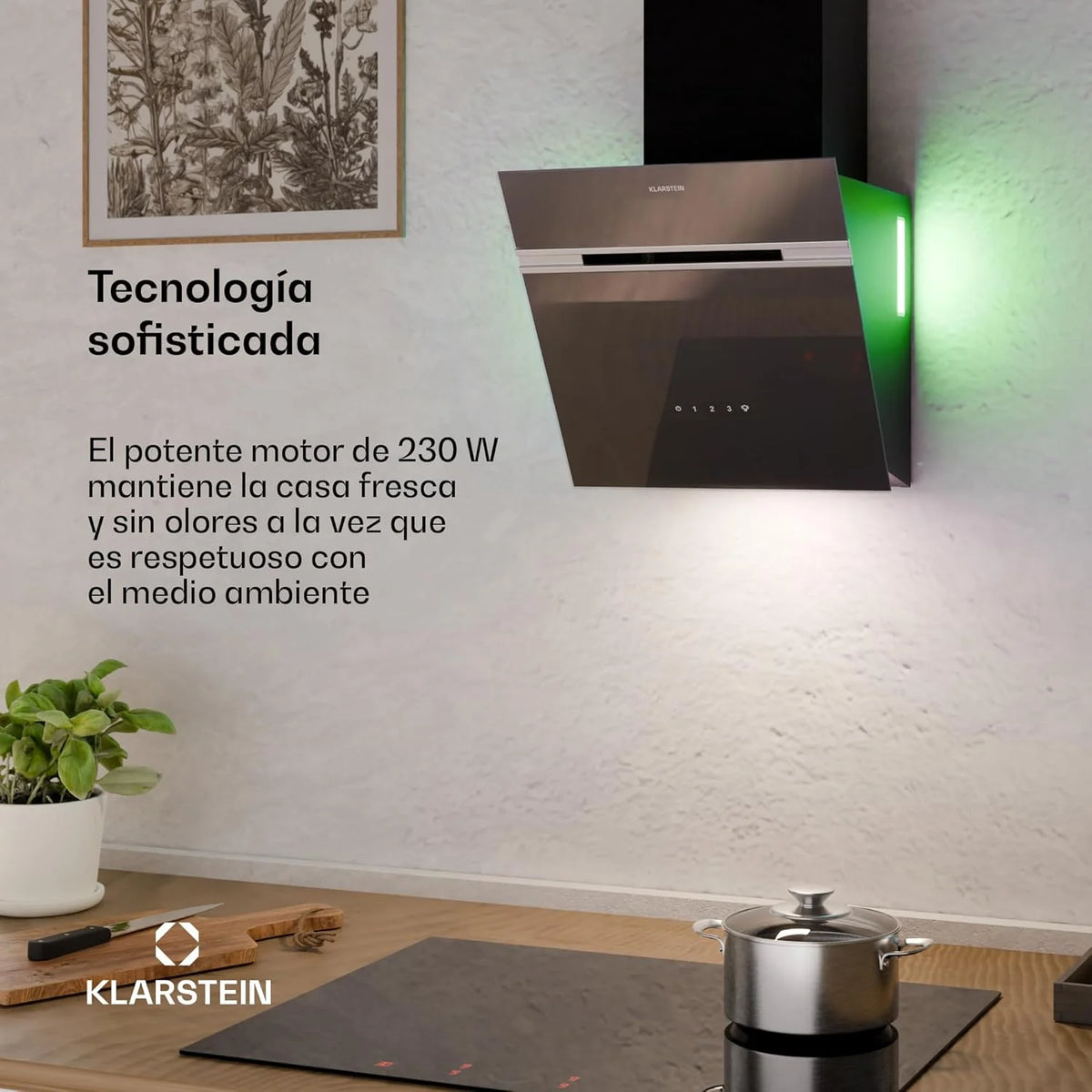KLARSTEIN Alina Okap Kuchenny - 570 m³/h, Klasa A, LED, 54 dB, Recyrkulacja i Wyciąg, Ozdobny Okap, Sterowanie Dotykowe, Szerokość 39,8 cm, Czarny