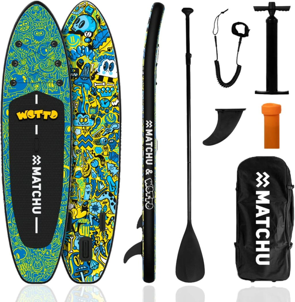 MATCHU - Nadmuchiwana Deska SUP - Paddleboard - Edycja Limitowana - Z Certyfikatem - Kompletny Zestaw - 320x81x15 CM - Ładowność 150 KG - Kolekcja Artystyczna