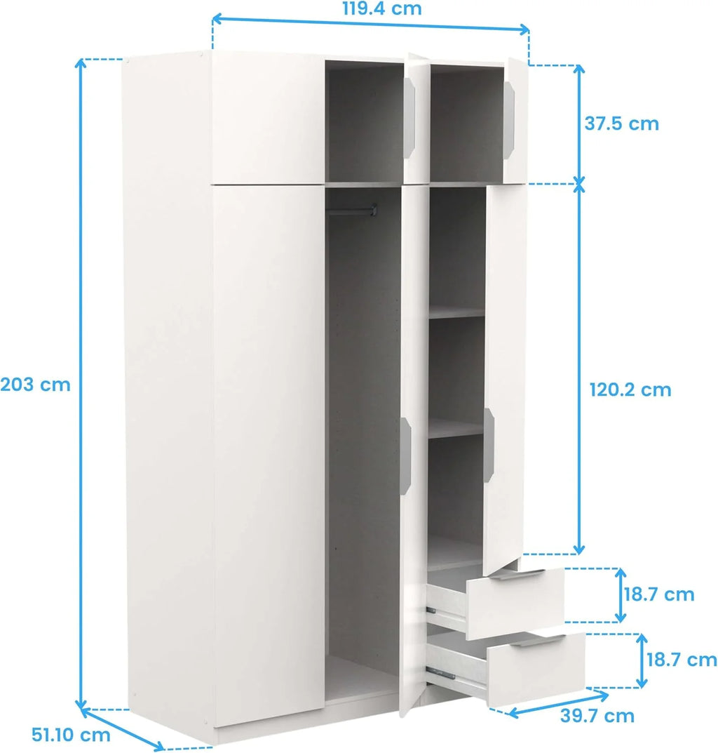 Miroytengo Szafa Ghost Duża 6 Drzwi i 2 Szuflady Kolor Biały Matowy 203x119 cm