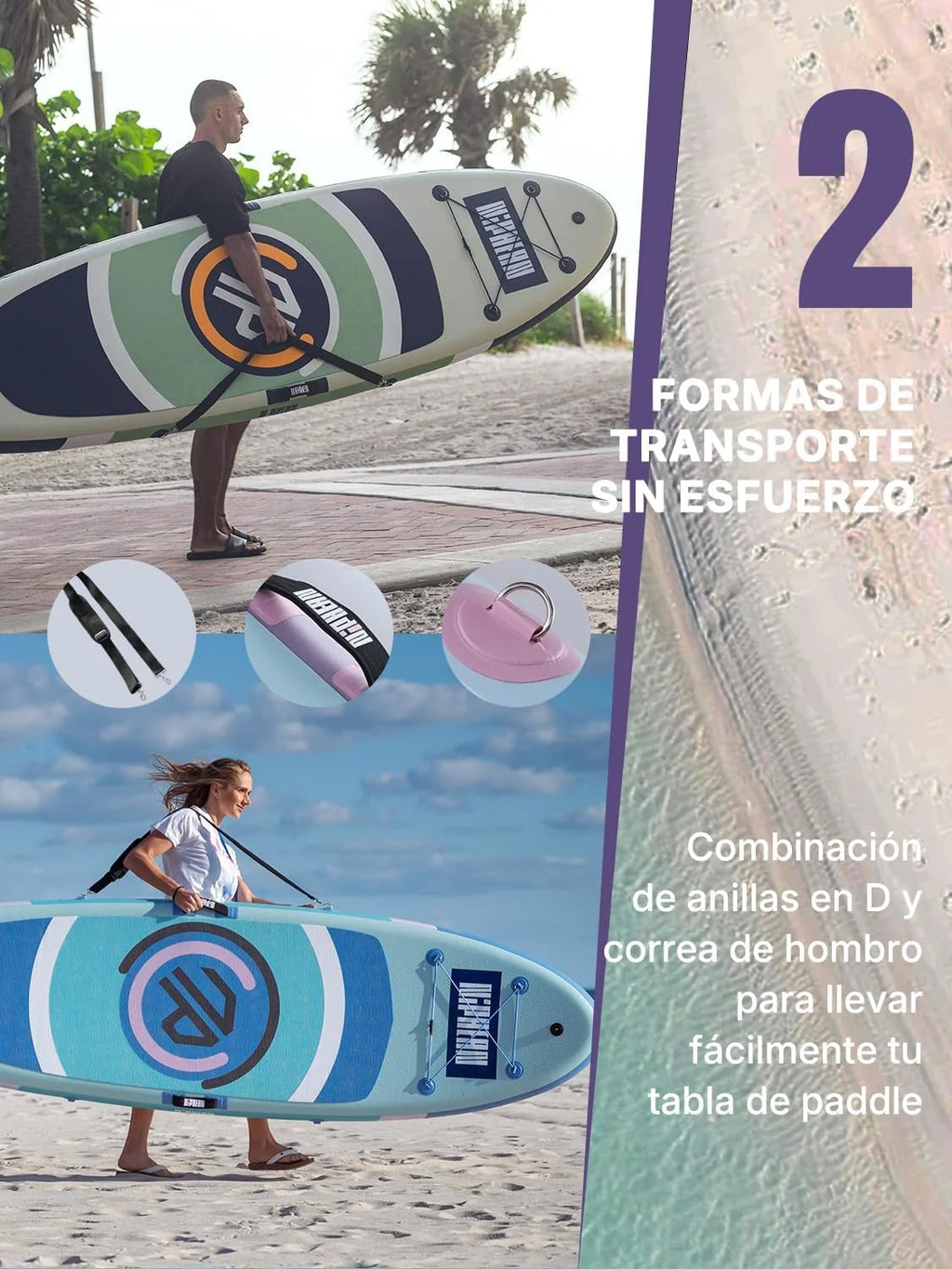 Niphean Pompowana deska SUP, deska do paddleboardingu 305 cm ze statecznikami dla początkujących i wytrzymałymi akcesoriami, deska SUP dla dorosłych, wszechstronna deska do Stand Up Paddle i jogi