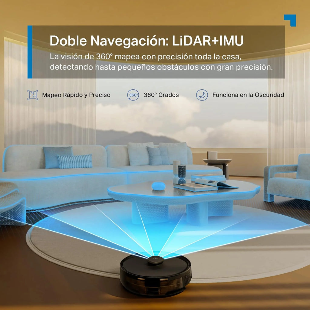 Tapo RV30 MAX Plus Robot Aspirador, Ultra Wysoka Siła Ssania 5300 Pa z Funkcją Mopa, Stacja Opróżniająca 3 l, Zaawansowana Nawigacja LiDAR+IMU, Sterowanie Głosowe i z Aplikacji, Czarny