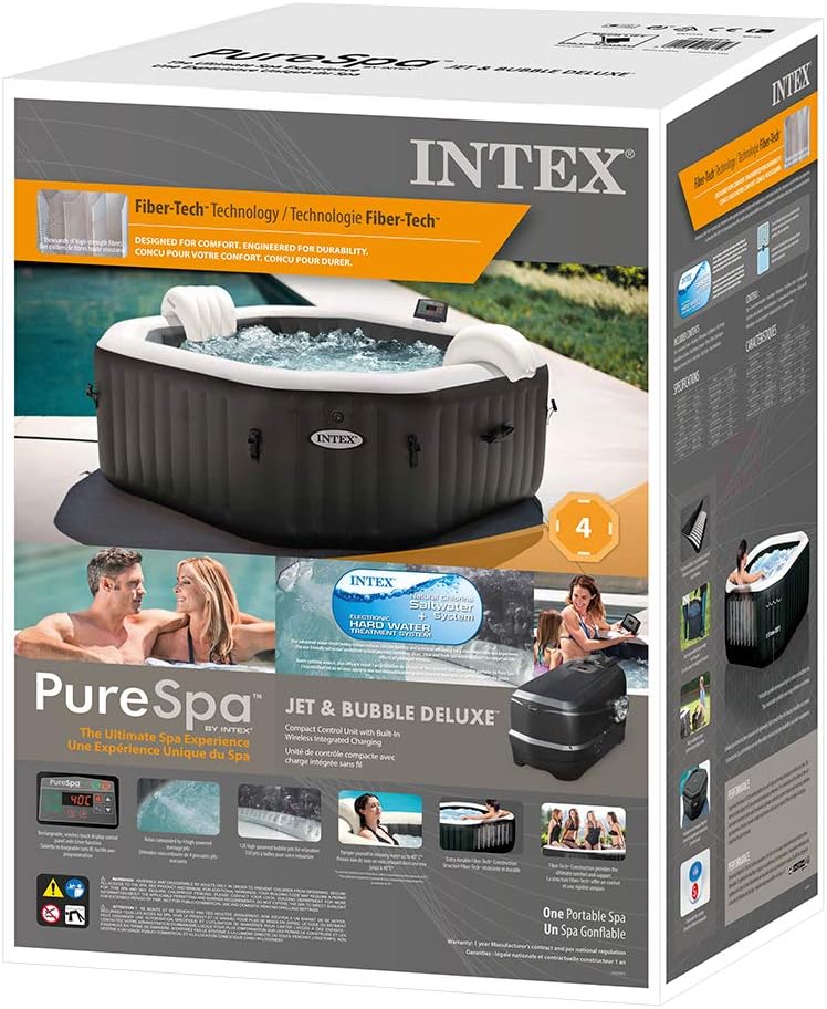 Intex Spa dmuchane ośmiokątne dla 4 osób, Deluxe z bąbelkami i dyszami wodnymi (55081)
