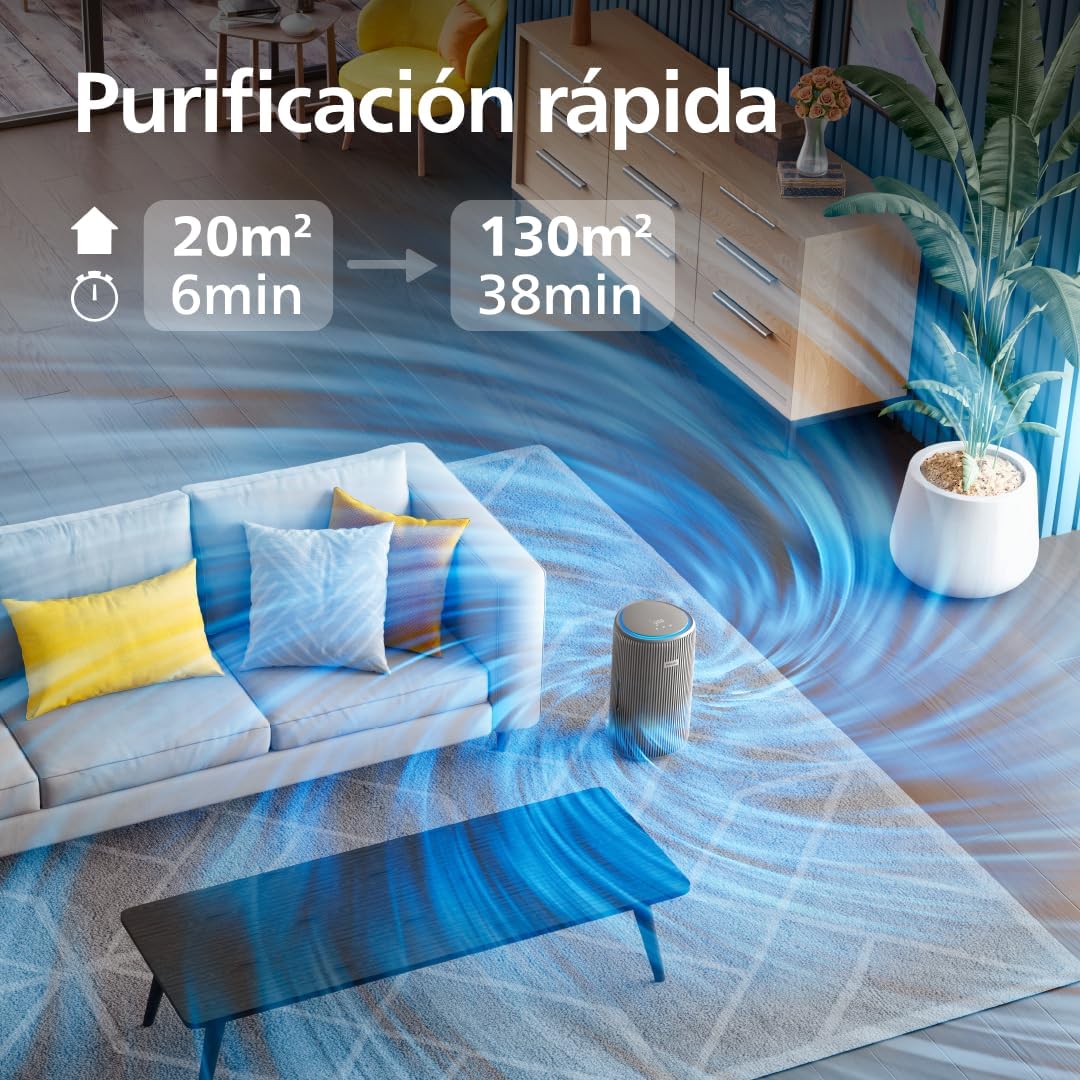 Oczyszczacz powietrza Philips PureProtect serii 3200 Smart, filtr HEPA i z węglem aktywnym, CADR 500m³/h do 130m², bardzo cichy, wychwytuje 99,97% alergenów, aplikacja połączona (AC3210/12)
