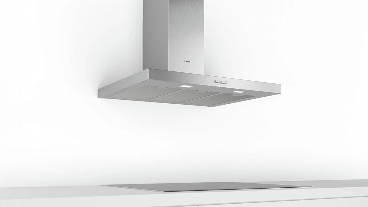 Bosch - Okap kominowy, 90 cm, seria 2, sterowanie mechaniczne, oświetlenie LED, stal nierdzewna, DWB96BC50